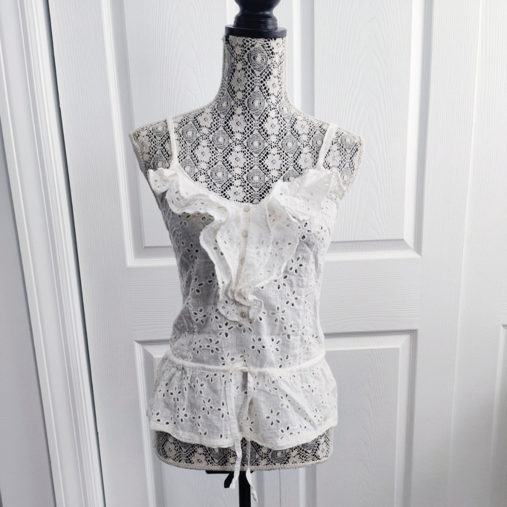 Abercrombie & Fitch Eyelet Tank Top White Small